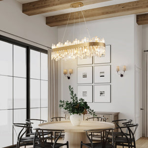 English Elm 36-Inch Modern Luxury Gold Crystal Chandelier with 24 Lights, Adjustable Height, Brass Frame, Elegant Centerpiece W2869P218651