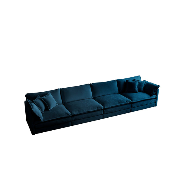 English Elm Free Modular Sofa - Versatile 4-Seater Sectional In Luxurious Blue Chenille For Ultimate Comfort W714S00605