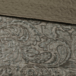 English Elm 5 Madison Park Aubrey Reversible Jacquard Bedspread Set Queen in Blue Taupe with Quilted Shams & Pillows B03597489