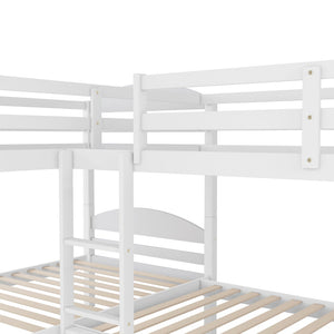 English Elm Twin L-shaped Mission Bunk with Trundle Sleeps Five Solid Pine Kids Room Bed LT000024AAK