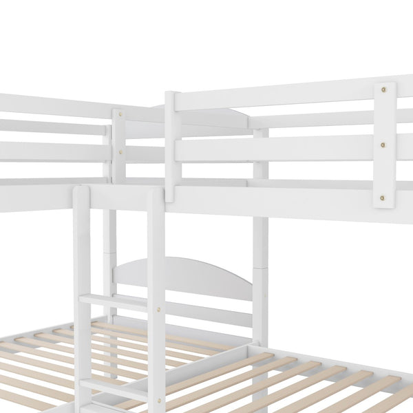 English Elm Twin L-shaped Mission Bunk with Trundle Sleeps Five Solid Pine Kids Room Bed LT000024AAK