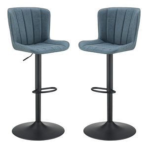 OSP Home Furnishings Kirkdale Height Adj Stool  - Set of 2 Navy