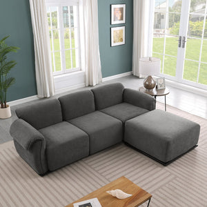 English Elm 102 Inch Linen Modular Sectional Sofa with Hidden Storage and Cloud Cushion Comfort Gray W1099S00199