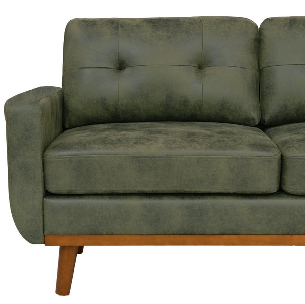 English Elm 65-inch Two Seat Sofa Breathable Foil Fabric Diamond Quilted Back Solid Wood Legs Olive Green W5568P478817