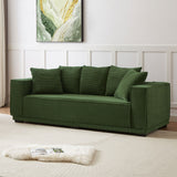 English Elm 88.97'' Mid Century Modern Upholstered Sofa With 5 Matching Toss Pillows, Including Bottom Frame,Comfy Couches For Living Room, Bedroom, Apartment and Office.Green.