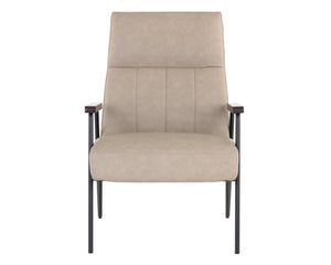 Sunpan Coelho Lounge Chair - Stylish Mid-Century Comfort with Vertical Tufting and Black Steel Base Bounce Stone