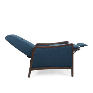 English Elm Christopher Knight Home® - Fabric Recliner Chair Mid-Century Push-Back Upholstered Armchair with Thick Cushion and Birch Frame Navy Blue 70449.00
