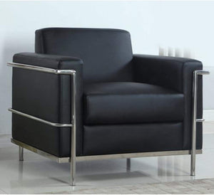 English Elm Executive Faux Leather Club Chair with Polished Chrome Frame for Modern Living Spaces B011P439044