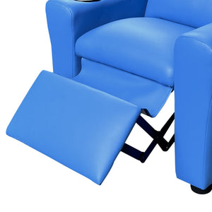 English Elm Carisa Youth Pu Leather Recliner Chair with Cupholder for Playroom or Bedroom Blue B2749P413219