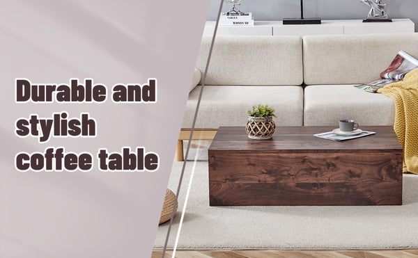English Elm 39.3*23.6*12 Walnut Grain Mdf Low Profile Coffee Table for Modern Living Rooms W1151P433604