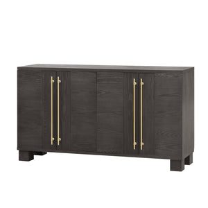 English Elm Trexm Ash Veneer Buffet with Gold Handles and Adjustable Shelves for Dining Spaces Taupe N715P392244N