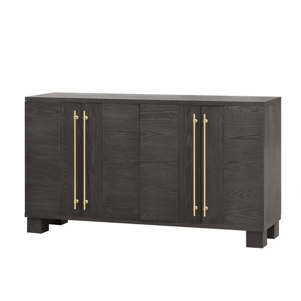 English Elm Trexm Ash Veneer Buffet with Gold Handles and Adjustable Shelves for Dining Spaces Taupe N715P392244N