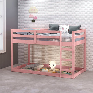 English Elm Gaston Pink Twin Loft Bed with Built-In Ladder & Guard Rail, Solid Pine Frame, Slat System Included B2726P315615