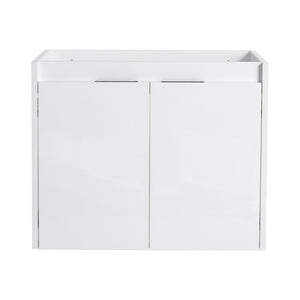 English Elm 24" Wall-Mounted Bathroom Vanity with Resin Sink, 2 Soft-Close Doors, Glossy White, Space-Saving Design W999P312081