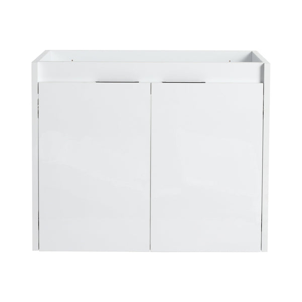 English Elm 24" Wall-Mounted Bathroom Vanity with Resin Sink, 2 Soft-Close Doors, Glossy White, Space-Saving Design W999P312081