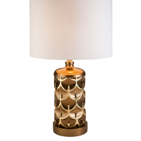 English Elm 28.5" Tall Polyresin Table Lamp Mystic Owl Design with White Fabric Shade, 3-Way Rotary Switch, UL Listed Gold B072116201