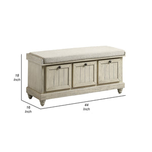English Elm Wali Farmhouse Storage Bench with Lift Top Cushioned Seat for Entryway Bedroom B056P417050