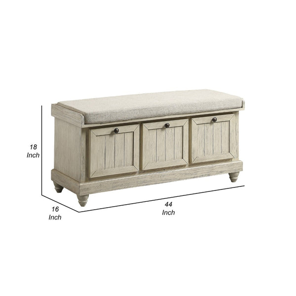 English Elm Wali Farmhouse Storage Bench with Lift Top Cushioned Seat for Entryway Bedroom B056P417050