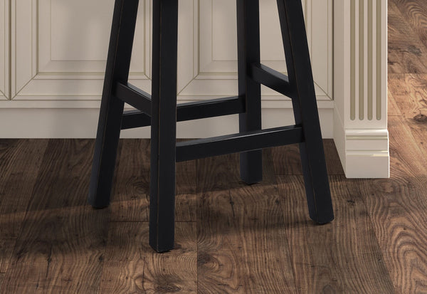 English Elm Traditional 24-inch Solid Wood Stool Set of 2 with Contour Seat, Transitional Dining Accent Seating Pair Black,Oak 40 L x 20 W x 10 H B2741P338648