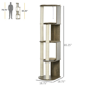 English Elm Pawhut Tall Corner Cat Tower Multilevel Sisal Climbing Tree for Small Kittens W2225P229138