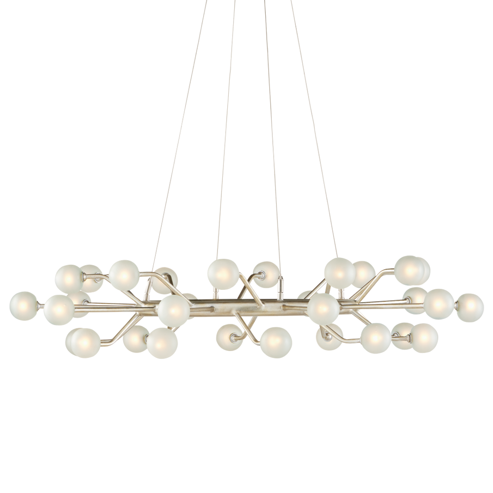 Chaldea Modern Silver Chandelier with Recycled Glass Globes – Eco-Friendly & Adjustable Lighting Design