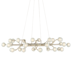 Chaldea Modern Silver Chandelier with Recycled Glass Globes – Eco-Friendly & Adjustable Lighting Design