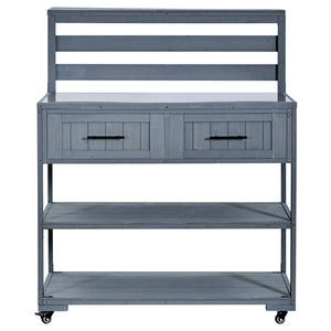 English Elm Topmax Modular Fir Wood Outdoor Kitchen Cart Stainless Steel Prep Station Gray N717P417963E