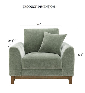 English Elm Olive Mid-Century Accent Chair with Walnut Trim, Tapered Legs & Soft Upholstery for Living Room B2741P396722