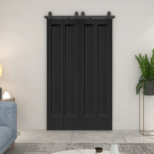 English Elm 24 in Primed Mdf Bi-fold Barn Door with Raised 6-panel Profile and Sliding Hardware B2763P491030