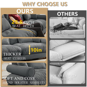 English Elm Super Comfort Oversized Modular Velvet Sectional Sofa With Movable Ottoman - Luxurious L-Shaped Design W714S01126-GIGA