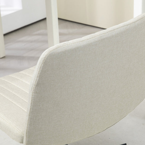 English Elm HOMCOM Wide Armless Office Chair with Breathable Linen Fabric, Thick Foam Padding, Tilt & Swivel Beige W2225P200765