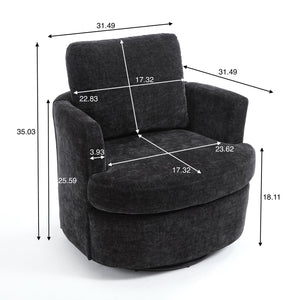 English Elm swivel Chenille Upholstered Office Chair with Metal Turntable, Breathable Durable Wood Frame for Comfort and Style Black W2120P322755