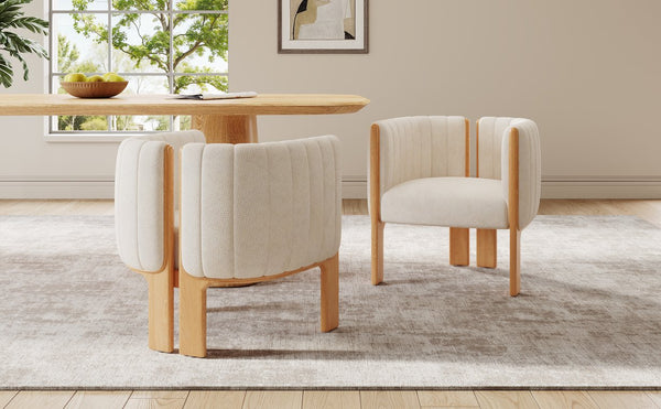 English Elm Christopher Knight Home® - Dining Chairs Set of 2 | Modern Bouclé Upholstered Seating with Rubberwood Frame, Durable 225lb Capacity Beige,Natural N779P341494B
