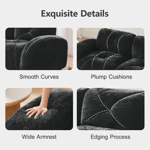 English Elm 110''boneless Velvet Sectional Sofa Modular Cloud Seating with Tufted Cushions for Living Rooms Black W714S01626