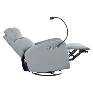 English Elm 270° 270° Power Swivel Recliner Chair with USB Ports, 30° Rocking, 95–150° Recline for Small Spaces Blue Gray W1028S00040