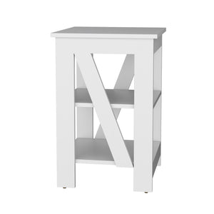English Elm Taylor 3-Tier End Table White — Compact Nightstand & Sofa Side Table with Ample Open Storage Shelves B200P188840