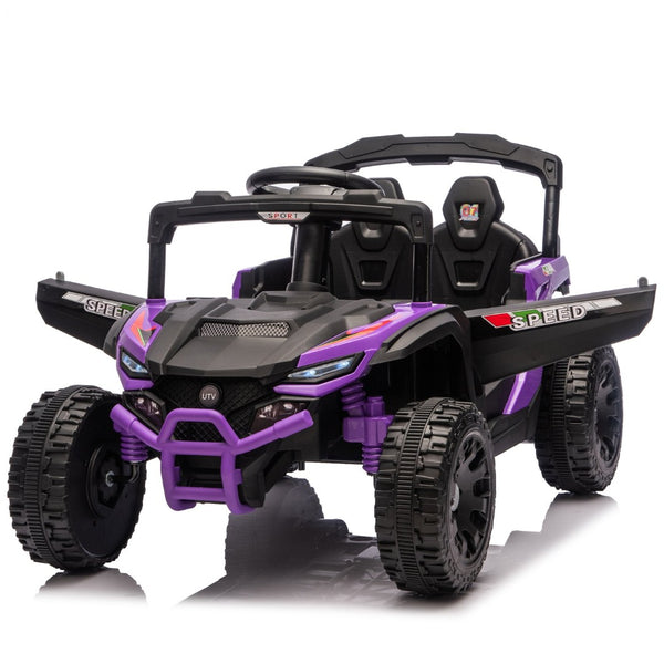 English Elm 24v Kids Utv Ride on with Dual 80w Motors Remote Control and Four Wheel Suspension Purple+Black W1578P343323