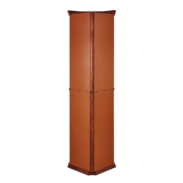 English Elm Corner Curio Cabinet Lighted Display with Mirrored Back, Adjustable Tempered Glass Shelves, Walnut W1693111239