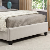 English Elm Nantarre Fabric Button Tufted Wingback Upholstered Bed With Nail Head Trim, Beige