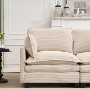 English Elm Oversized Modular U-Shaped Velvet Sofa: Luxurious 4-Seat Couch With Ottomans & Pillows W2705S00022-GIGA