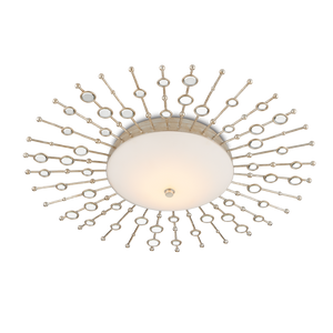 Planisphere Modern Silver Flush Mount Light Fixture with Beveled Glass and Dimmable LED Technology