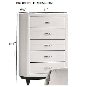 English Elm Contemporary Chic Chest with Gold Accents, Acrylic Trim, Metal Bracket Legs and Dust‑Proof Drawers White 34 L x 19 W x 50 H B2741P371021