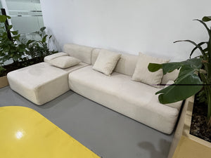 English Elm Cloud boneless sofa with anti-slip base, memory foam deep-seat modular sleeper, storage pocket comfort Beige W861S00016