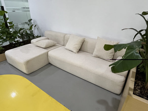 English Elm Cloud boneless sofa with anti-slip base, memory foam deep-seat modular sleeper, storage pocket comfort Beige W861S00016