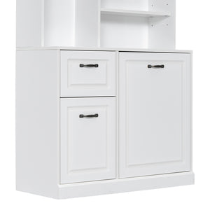 English Elm Bathroom Tall Storage Cabinet with Tilt-Out Hamper, 70.9" Linen Tower, 2 Drawers, Adjustable Shelves, White Finish N725P278420K
