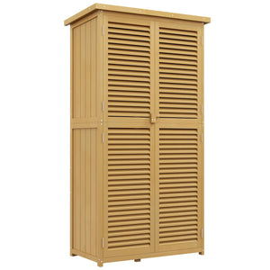 English Elm Outsunny Wooden Outdoor Storage Cabinet 5'x3' with Asphalt Roof, Lockable Double Doors, Yellow W2225P229109