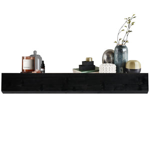 English Elm 48'' Solid Fir Wood Floating Mantel Shelf Farmhouse Style for Living Room Walls Black W2640P386614
