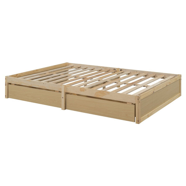 English Elm Full Size Pinewood Kids Daybed with Fence Rails Split Floor Bed and Storage Drawers Natural LP100882AAN