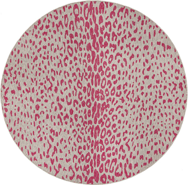 Unique Loom Outdoor Safari Samburu Machine Made Animal Print Rug Pink Gray, Ivory 10' 0" x 10' 0"