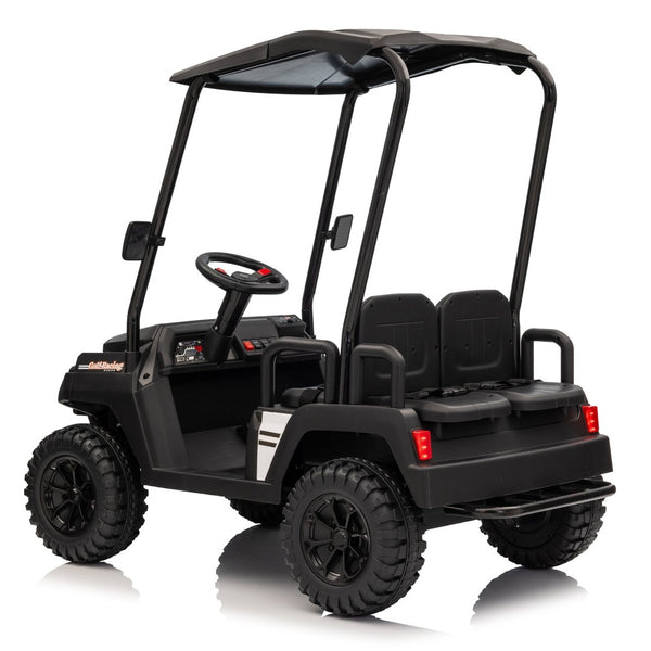 English Elm 24v Kids Electric Ride on Truck Four Seat All Wheel Drive Spring Suspension Sunshade Black W1578P381262